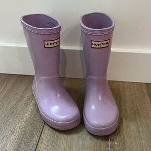 HUNTER Rain Boots Purple Glitter Toddler Size US 8 UK 7 Euro 24